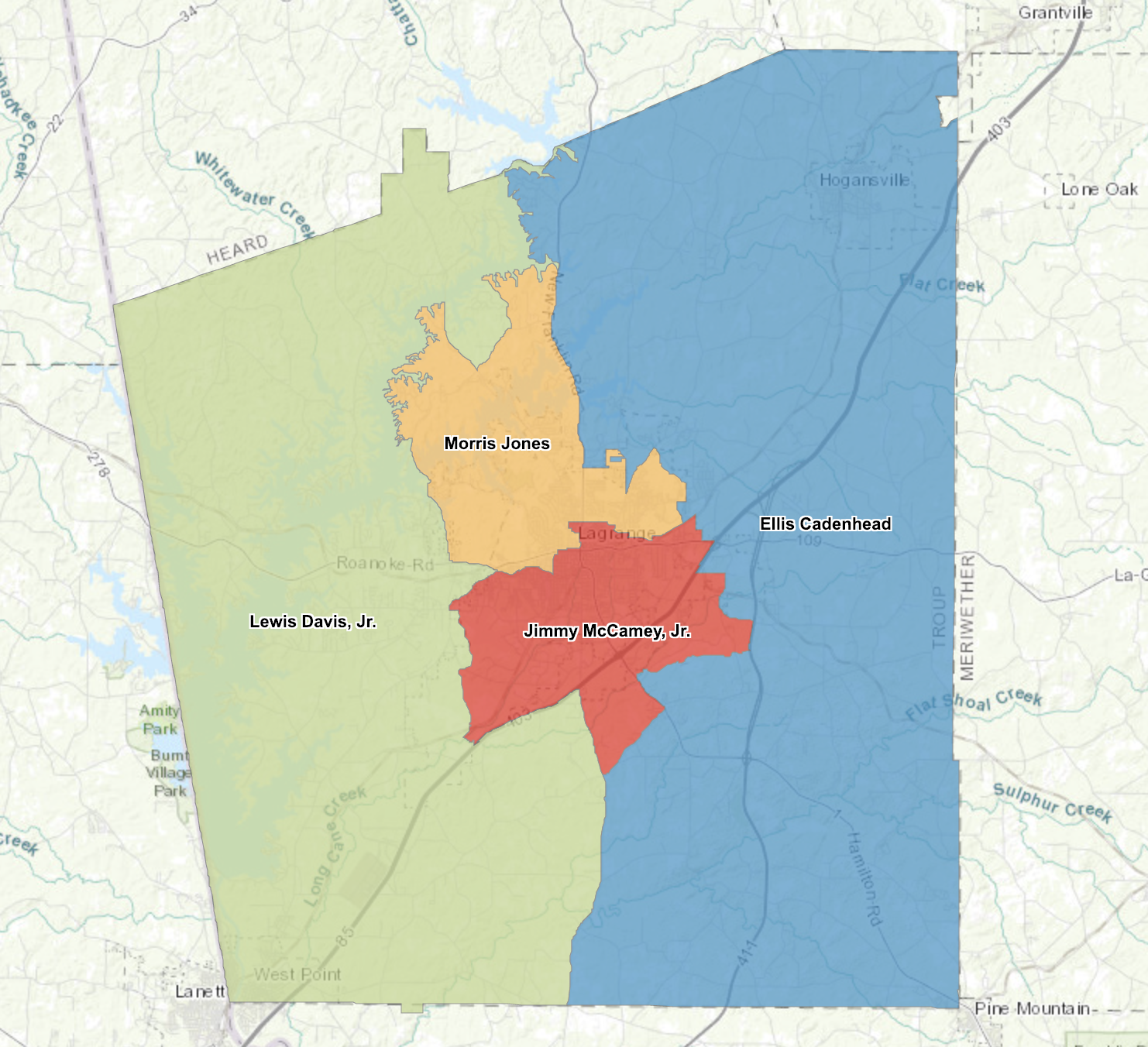 Troup County, Georgia : Commissioners Districts Interactive Map